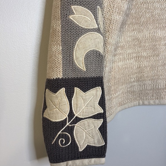 VTG Orvis Women's Patchwork Leaf Knit Grandma Sweater Button Front Cottagecore S - Picture 4 of 16